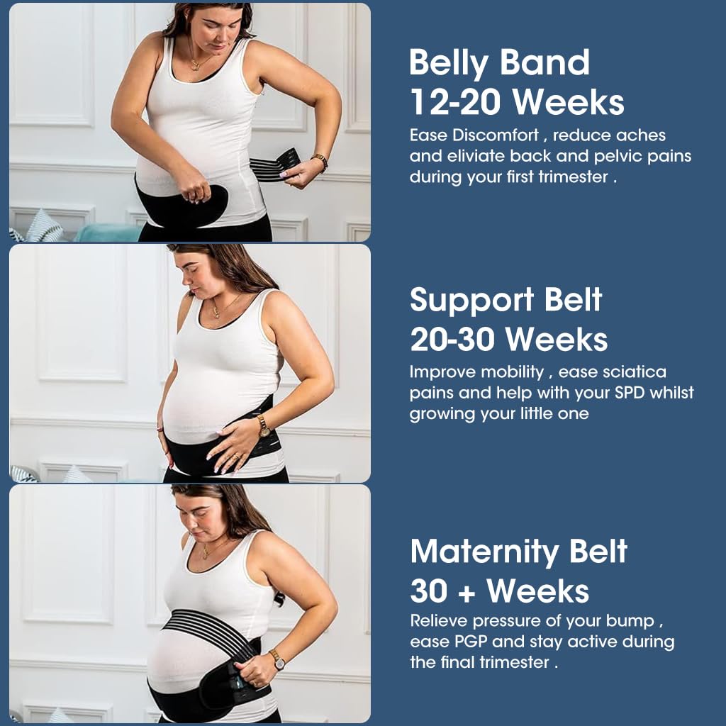 HANNEA Maternity Belt for Pregnancy Support with 4 in 1 Adjustable Design and Breathable Mesh | Fits 80–110cm Belly