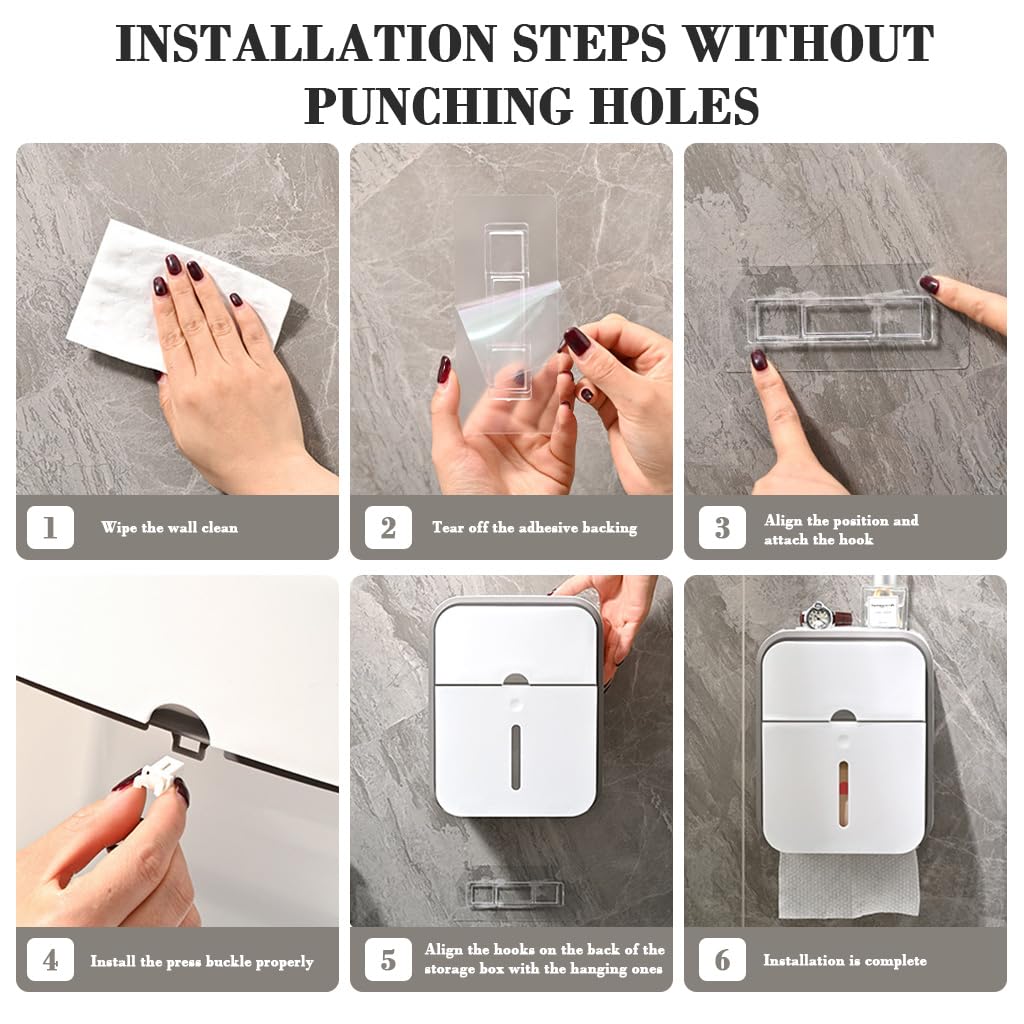 Supvox Toilet Paper Organizer for Bathroom with Double Layer Waterproof Box | No Drill Wall Mounted Dispenser and Sanitary Pad Drawer