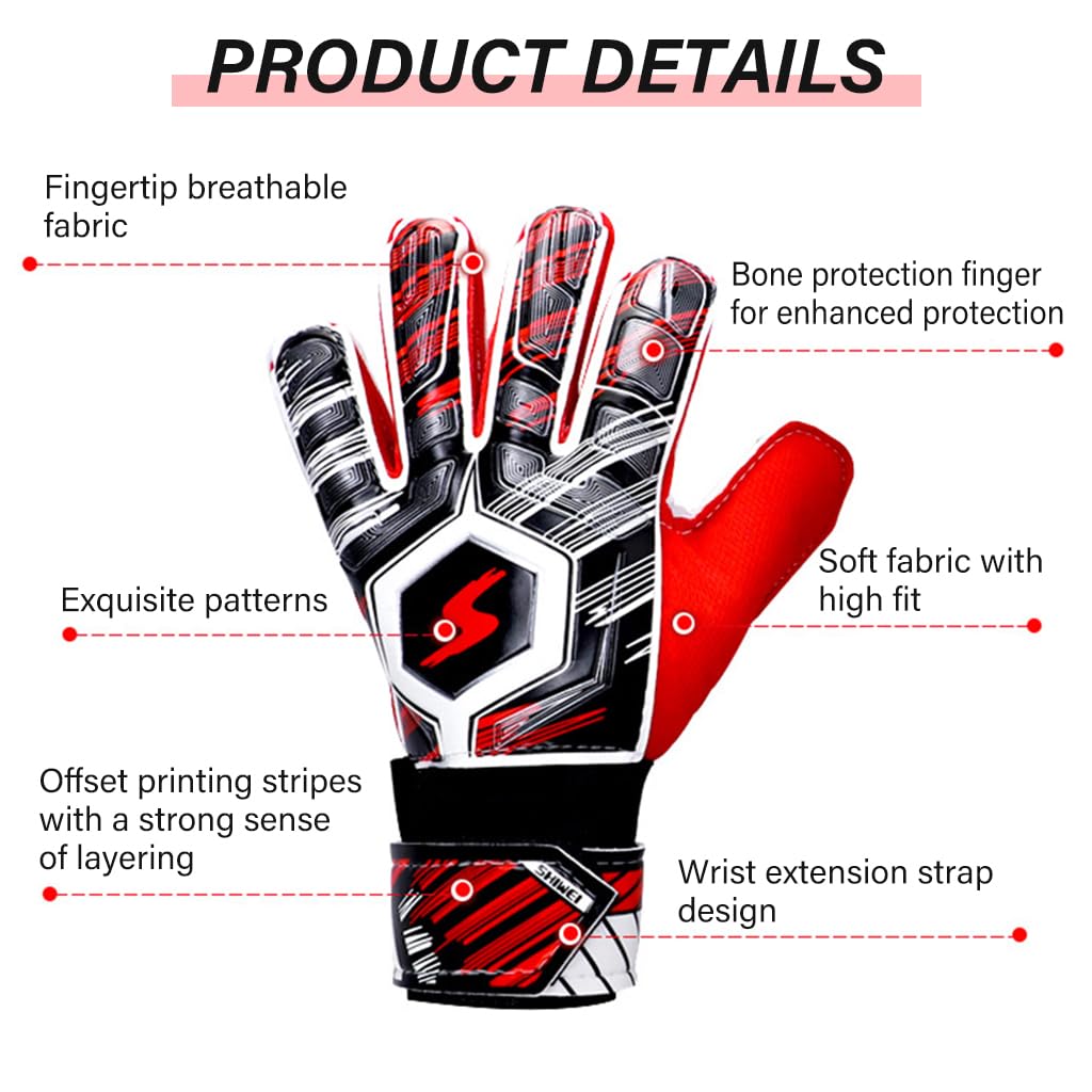 Proberos Goalkeeper Gloves for Football with Double Wristband and 14cm Palm Size | Latex Palm Grip for Teens and Adults
