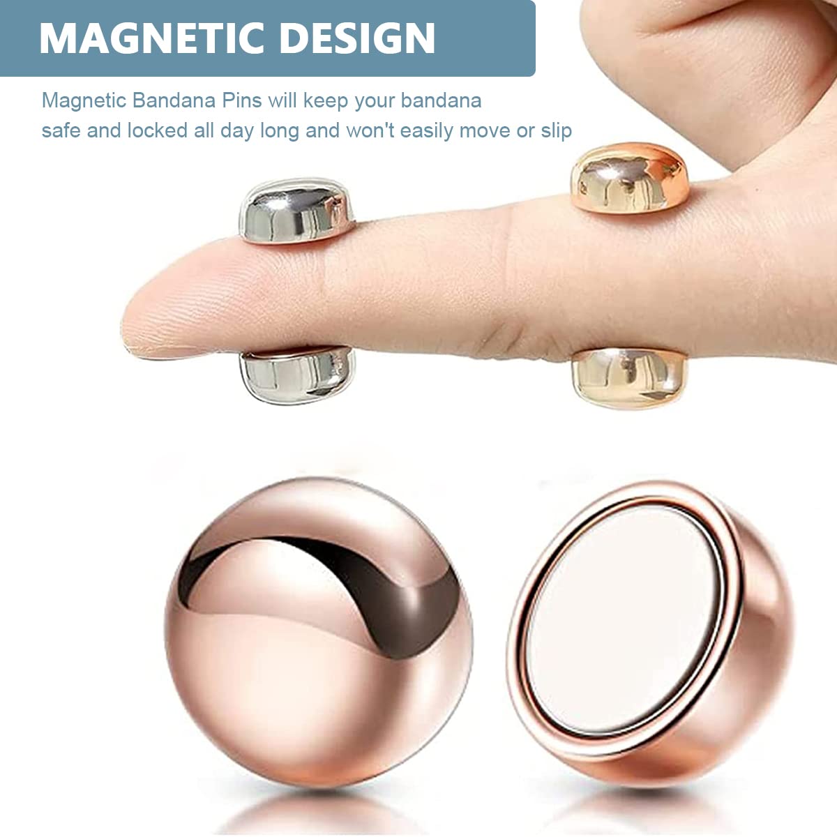SANNIDHI Hijab Pins for Women featuring 8 Pack Strong Magnetic Clips | Round Metal Set