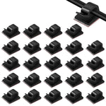 HASTHIP® 25-Pack Cable Organizer, Acrylic Cable Clips, Outdoor Light Wire Clips Self Adhesive Cable Tidy Hooks Cord Organiser Holder for Cable Management, Christmas Hanging Decorations (Black)
