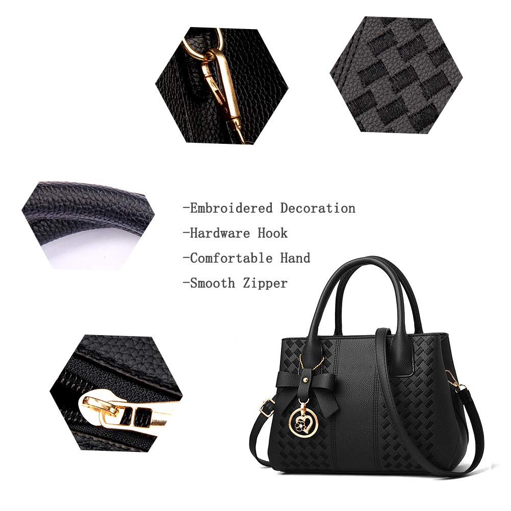 PALAY Women’s Handbag for Daily Use featuring 6 Inside Pockets with PU Leather and Embroidery | 10.2 in Spacious Tote