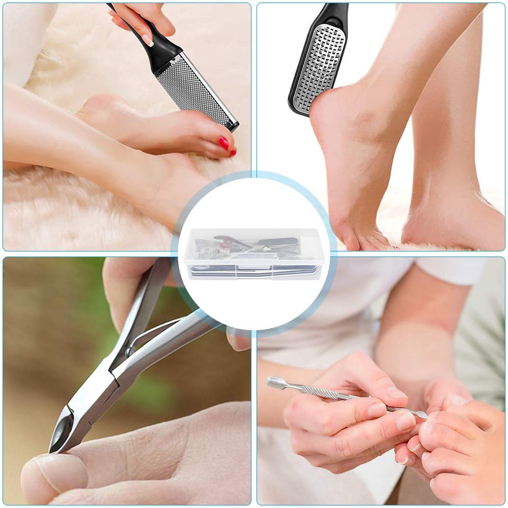 MAYCREATE Foot Filer Set for Pedicure Care with 15 Tools & Ergonomic Handle | Stainless Steel Callus Remover