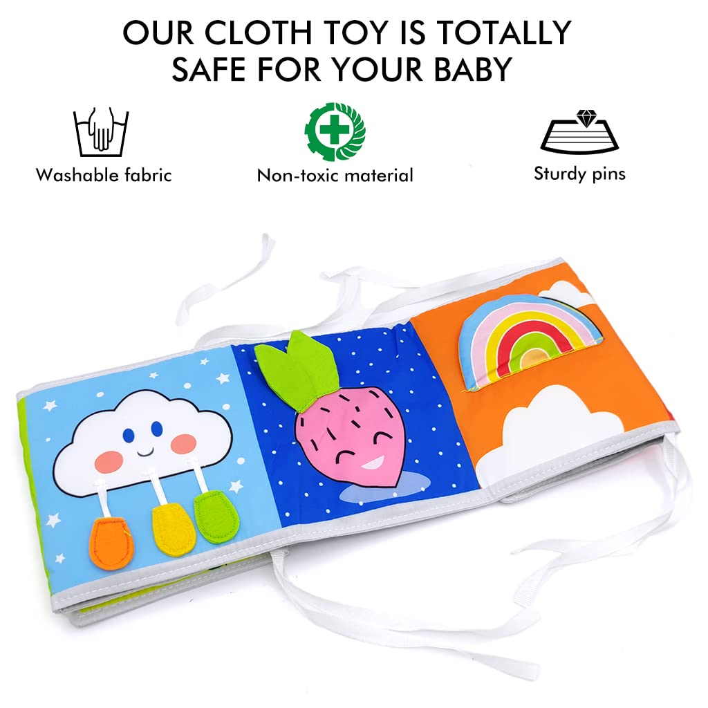 SNOWIE SOFT Rabbit Baby Toys Cloth Book for Sensory Play and Early Learning | Washable Soft Toy for 0–12 Month Babies