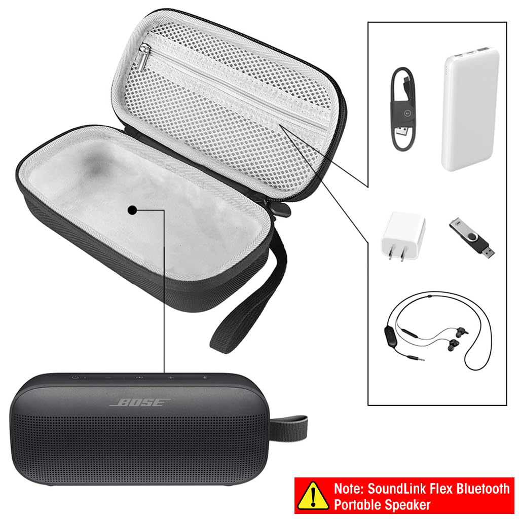 ZIBUYU Carrying Case for Bose SoundLink Flex with Hard EVA Shell and Hand Strap | 3PCS Storage Set