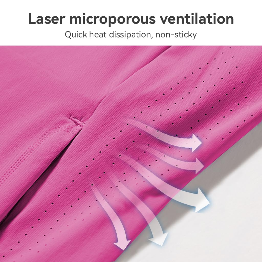 Venzina Women's UPF 50+ Sun Shirt for Hiking with 4-Way Stretch and Breathable Mesh | Rose Red