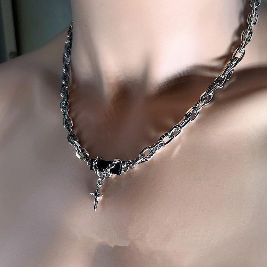 PROBEROS Necklace for Men and Women featuring Cross Pendant and 50+5cm Adjustable Chain | Titanium Steel Layered Jewelry Gift