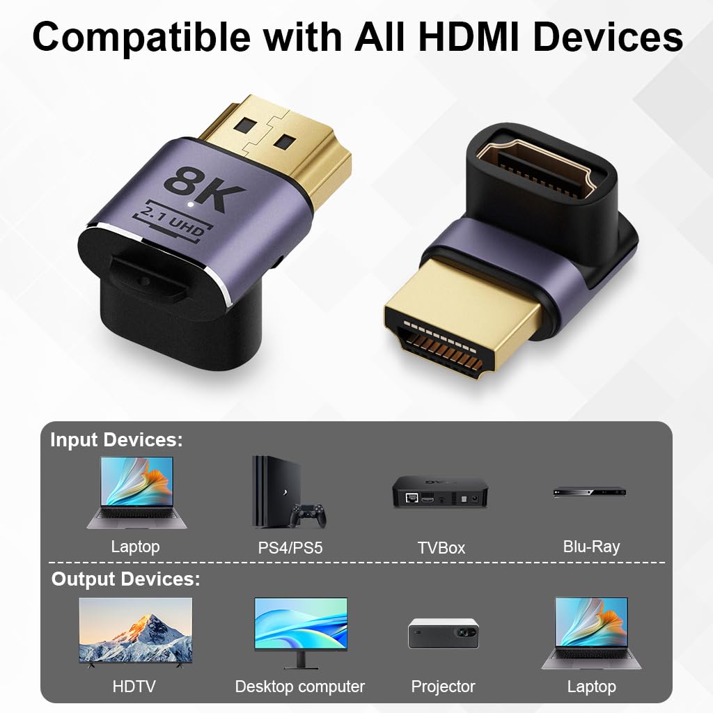 ZORBES HDMI Adapter for TV PC and Projector with 8K 60Hz Support | 90 Degree Vertical Design