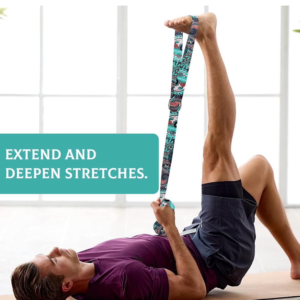 Proberos Yoga Belt for Back Alignment featuring Dual D-Ring and 5.9ft Length | Polyester Cotton Strap