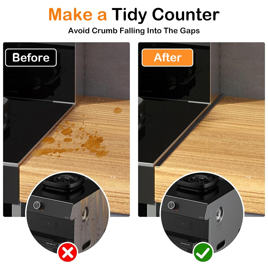 HASTHIP Stove Gap Covers for Cleaner Counters with Spring Notches 13.8 to 27.6 in Stainless Steel