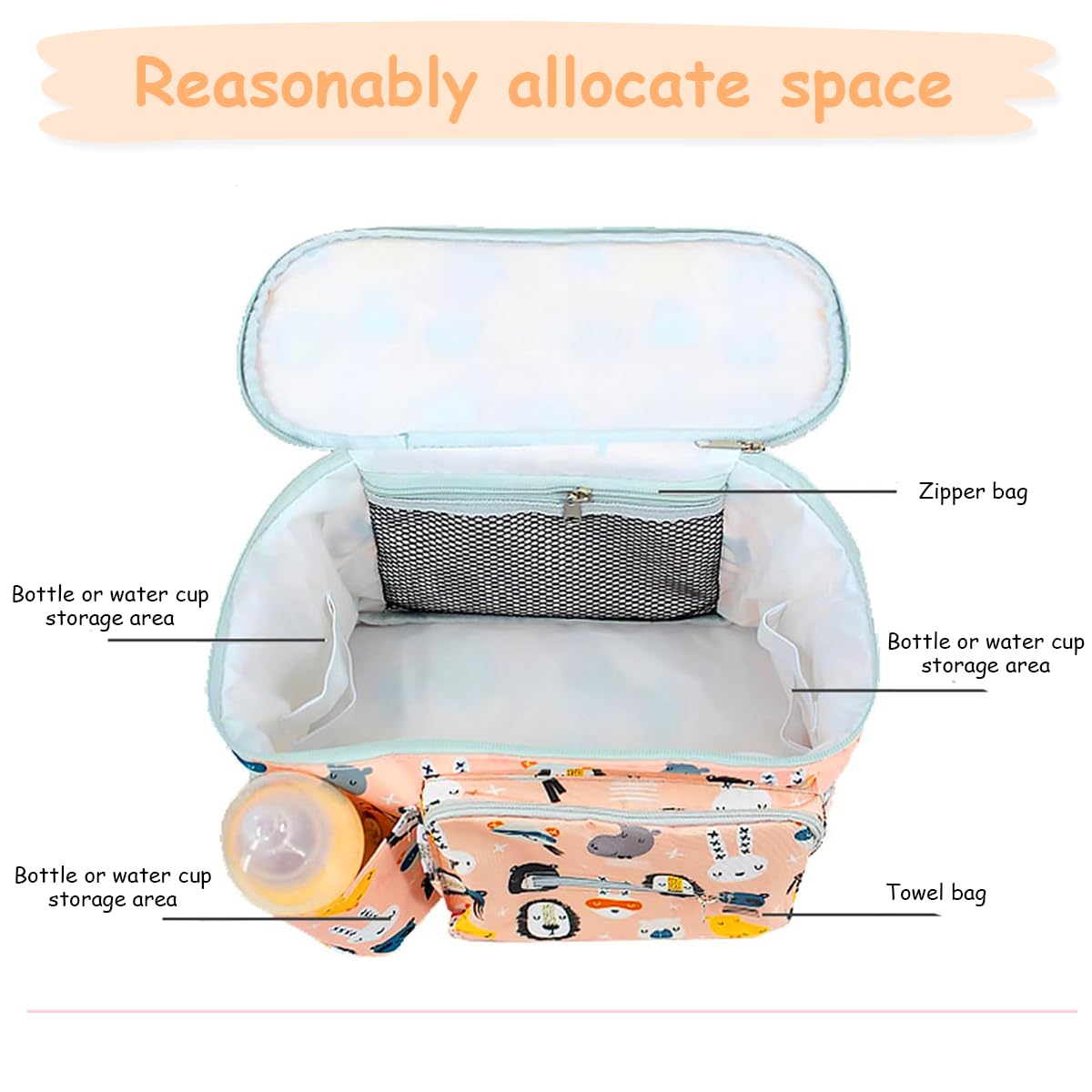 SNOWIE SOFT® Baby Stroller Bag Stroller Organizer Bag Attachable Large Organizer Pouch with Phone Pocket Milk Bottle Holder Water Bottle Holder Snack Bag Stylish Print Organizer Bag Christmas Gifts