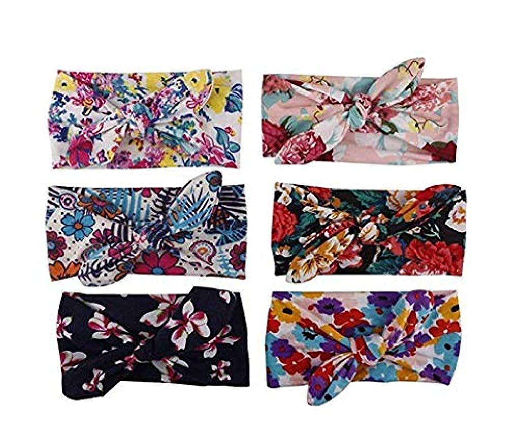 SNOWIE SOFT® 6 Pcs Hair Bands for Baby girls, Baby Girl Headwrap, Printed Floral Knot Hairband, Hair Clip, Head Accessories, Newborn Gift, Suitable for Daily Use, Photography, Travel