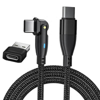 Verilux® 5.9ft USB C Cable 2 in 1 USB C Charging Cable with USB A Converter PD 100W Fast Charging Cable Support Data Transfer 180° Rotatable Plug Nylon Woven TYPE C Cable for Phone, USB C Device