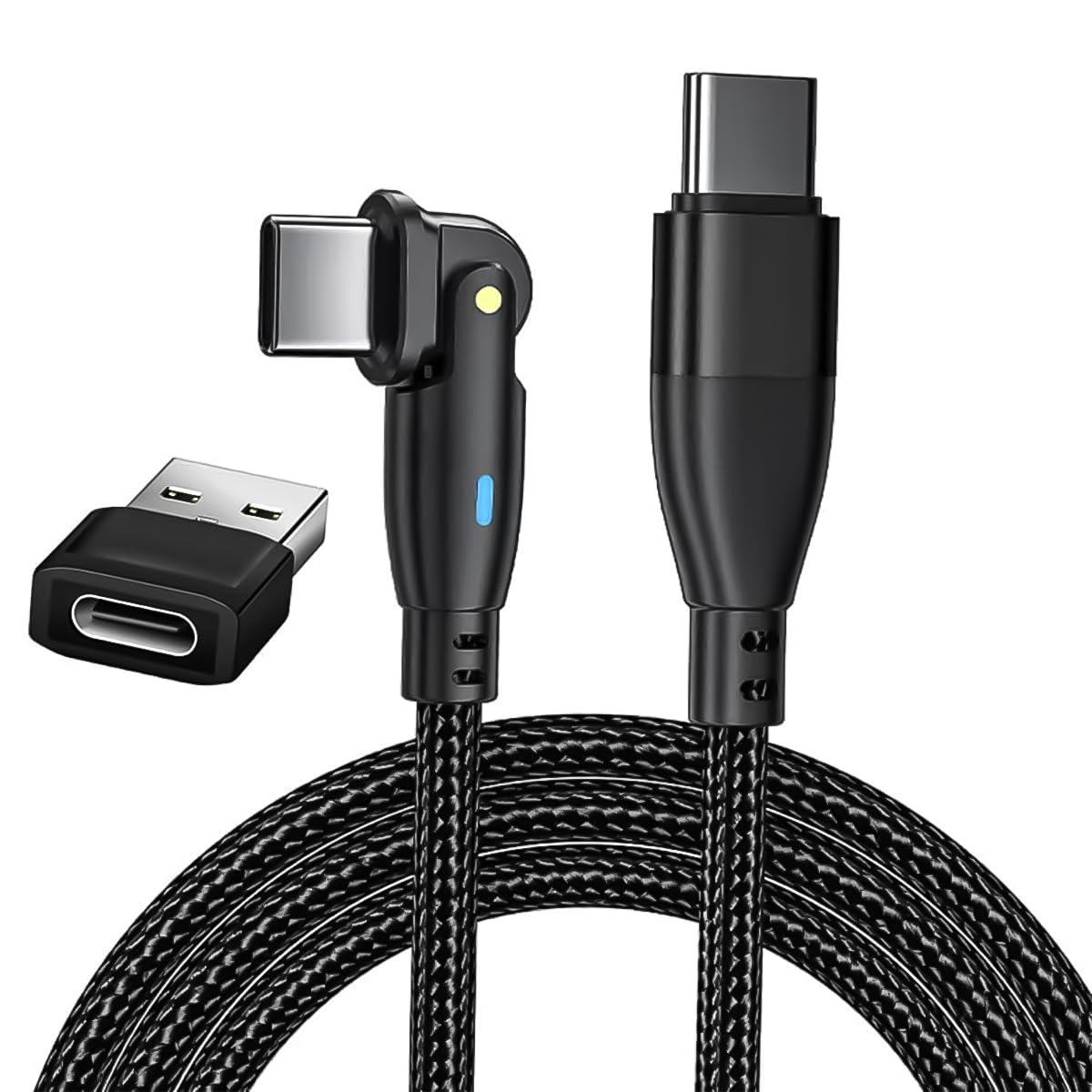 Verilux USB C Cable for Phone with 100W PD Fast Charging and 180° Rotatable Plug | 3.9ft Nylon Woven Type C Charger