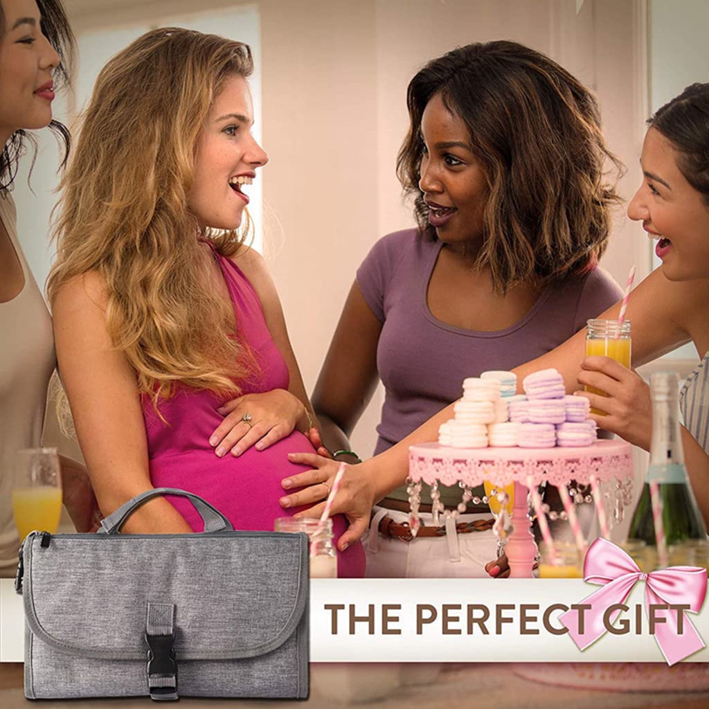 SNOWIE SOFT Baby Changing Mat for Travel with 22×21.5 in Waterproof Pad and Storage Pockets