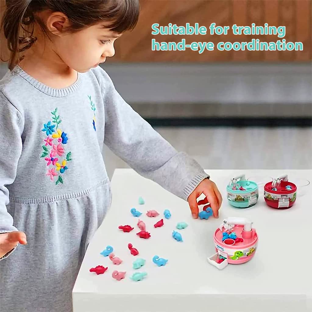 PATPAT Mini Claw Machine for Kids with 8 Dinosaur Prizes and 3 Lever Control | Green Toy Gift