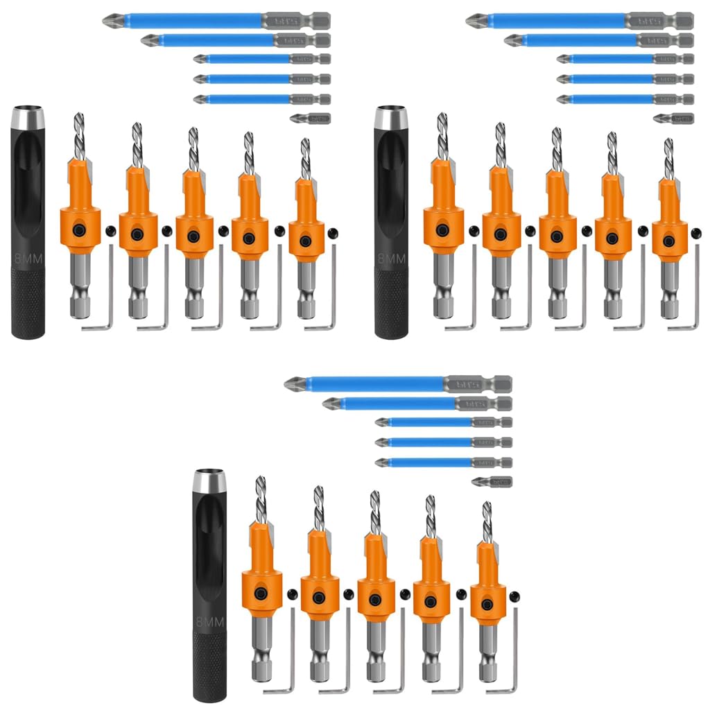Serplex Countersink Drill Bit Set 66PCS with 8mm Shank for Woodworking and Plastics
