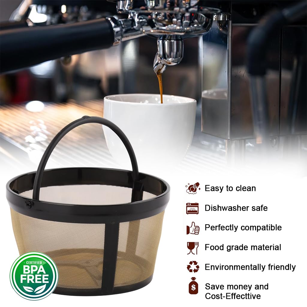 Supvox Coffee Filter Basket for 4-5 Cup Makers with 3.5 in Diameter Mesh and Handle | Reusable Stainless Steel