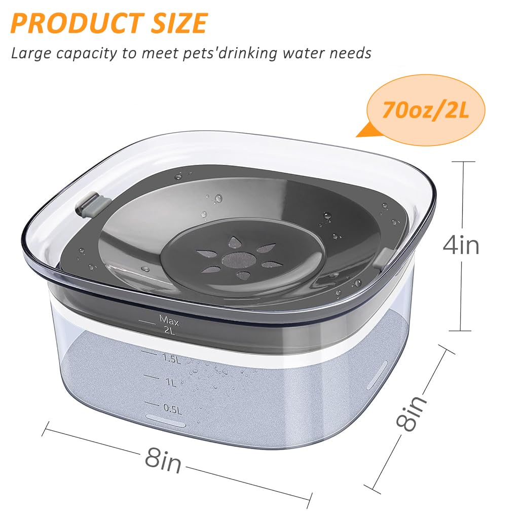 Qpets® Dog Water Bowl 2L No Spill Dog Water Bowl PP Large Capacity Water Bowl Water Dispenser for Dog Sanitary Water Bowl Drinking Bowl for Dog Cat