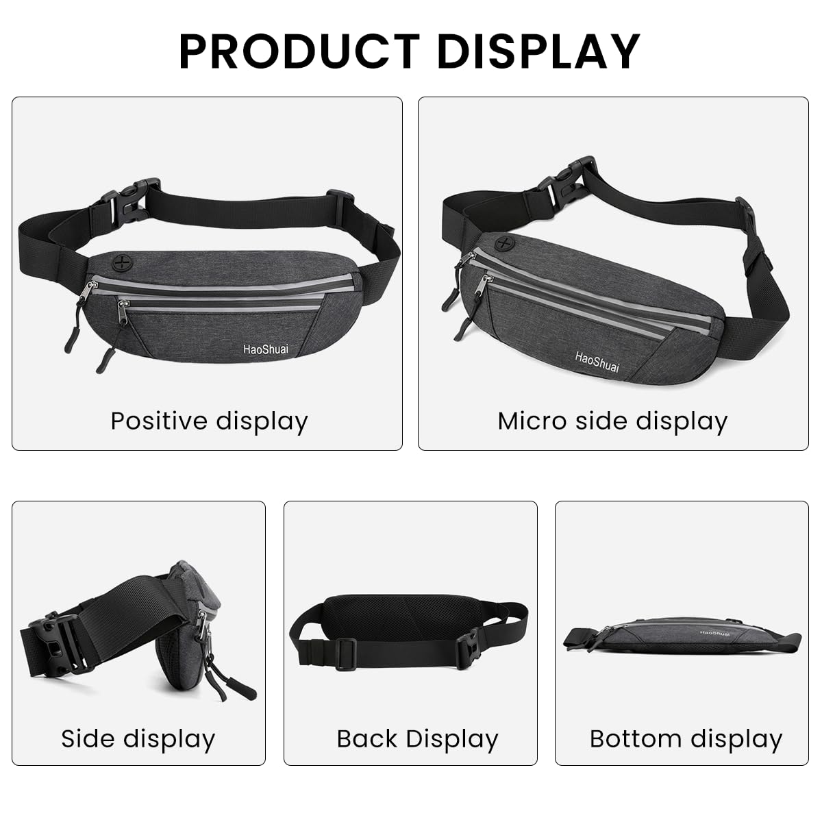Venzina Waist Bag for Running with Double Layer Compartments and Earphone Hole | Waterproof Nylon Pack for Men and Women