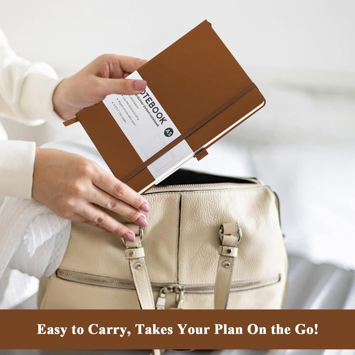 Climberty A5 Leather Notebook for Office and Travel with Strap and 192 Pages | Includes Stickers