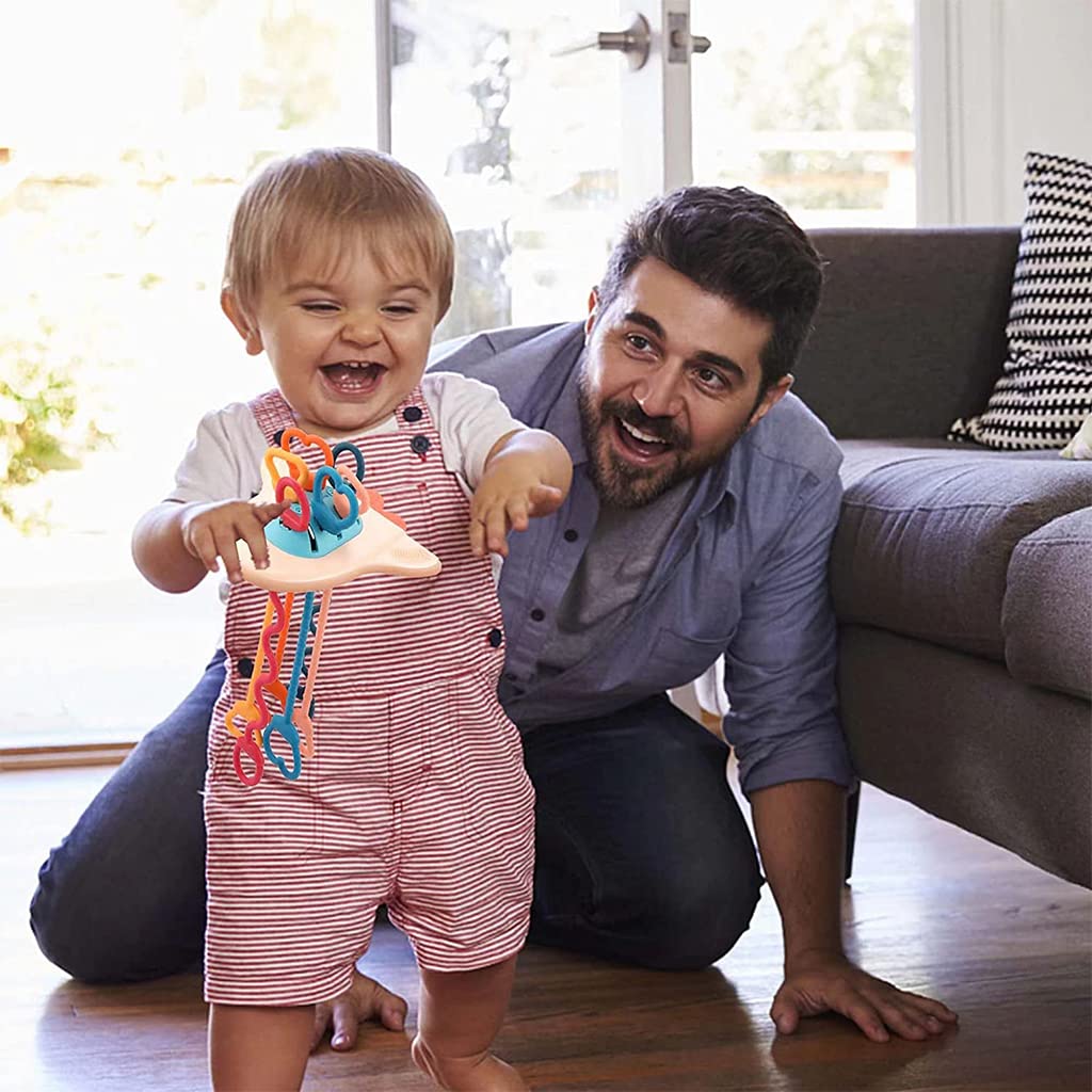 SNOWIE SOFT Sensory Activity Toy for Baby with 6 Pulling Bars and 7 Press Spots | Food Grade Silicone Toddler Learning Toy