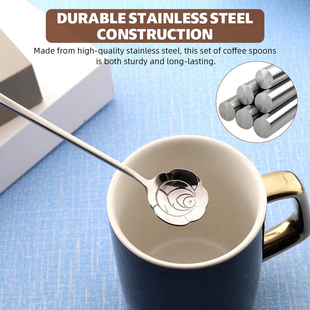 HASTHIP Coffee Spoon Set for Desserts and Tea with 12PCS 18cm Stainless Steel | Gold Flower Design