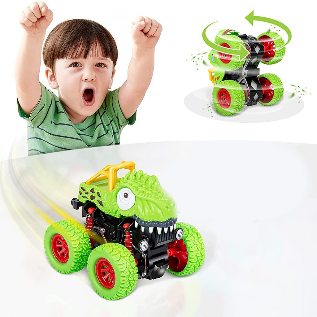 PATPAT® Dinosaur Toys Pull Back Cars for Kids, Monster Truck Car Toys for Kids, Cool Dinosaur Car Toy for 2-5 Year Old Boys & Girls, Truck Toys Vehicle Toys for Boys, Birthday Gift for Kids(Green)