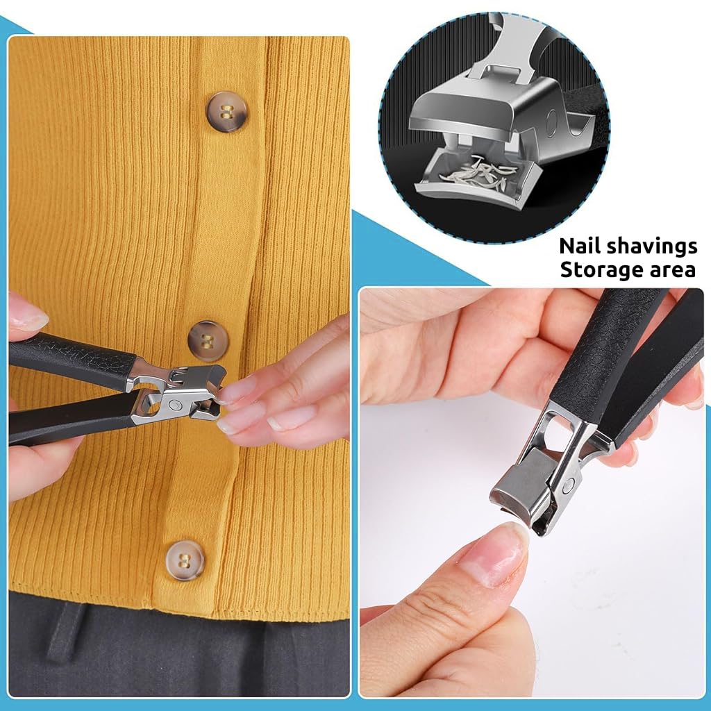 MAYCREATE Toenail Clipper for Thick Nails with 13mm Wide Jaw and 8cm Ergonomic PP Handle