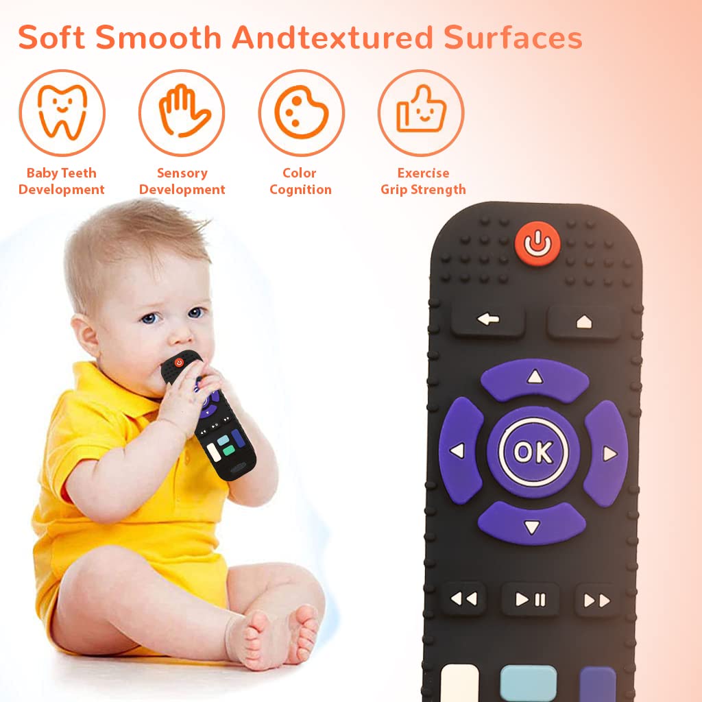 PATPAT Silicone Teether Toy for 6 to 12 Months Babies with Frog Design and Textured Remote Shape | Green Sensory Development Aid