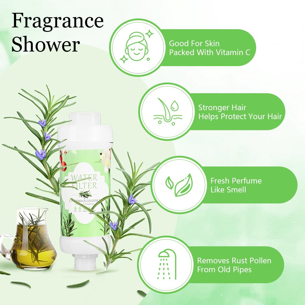 Serplex Scented Water Filter Cartridge for Shower System with 3 Cotton Refills | Universal Faucet Adapter