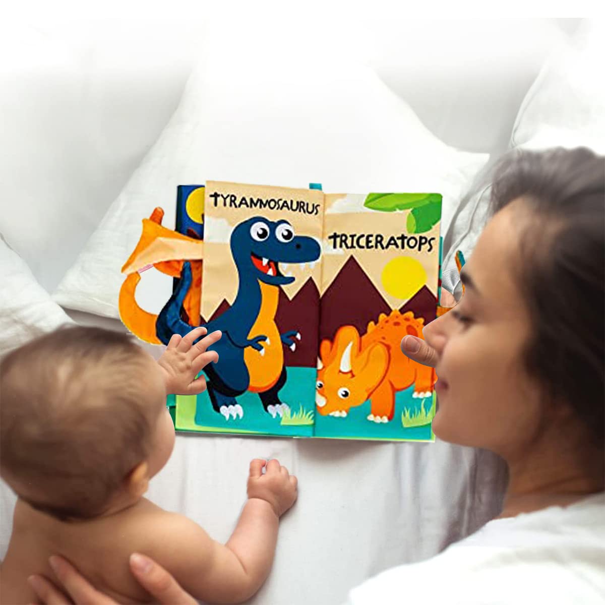 PATPAT Cloth Books for Babies with 3D Dinosaur Tails and BPA Free Soft Polyester | Early Learning Toy for 3–18 Month Infants