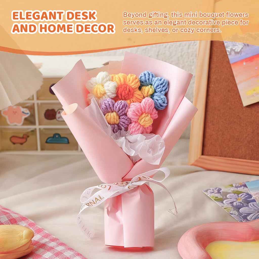 HASTHIP Handmade Mini Crochet Flower Bundle for Desk and Home Decor | Cute Gift Idea