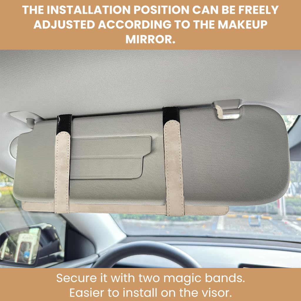ZIBUYU Car Tissue Holder for Sun Visor with 4 in 1 Storage Design and Suede Surface | Universal Fit
