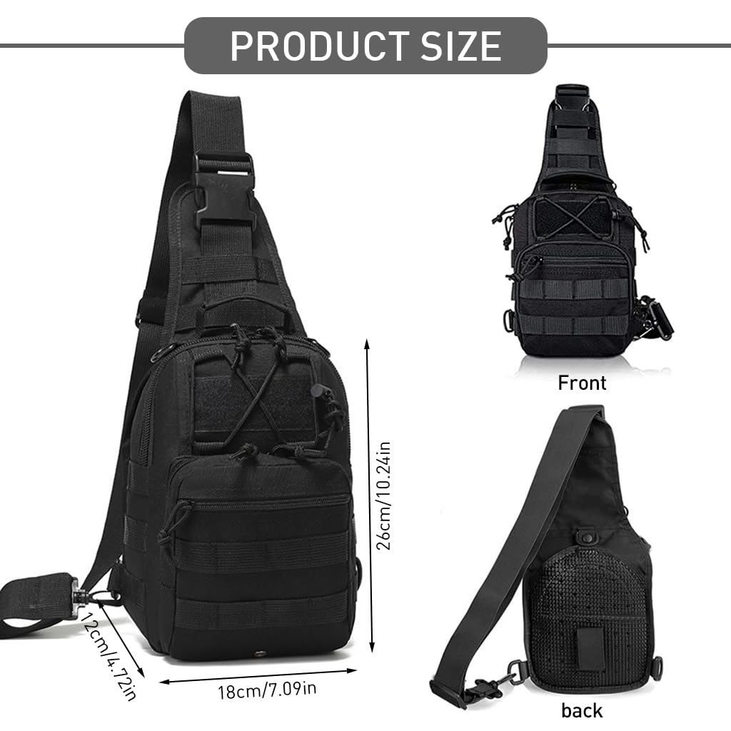 GUSTAVE Sling Bag for Men with Three Zipper Compartments and Removable Strap | Oxford Cloth Daypack for Hiking and Commuting