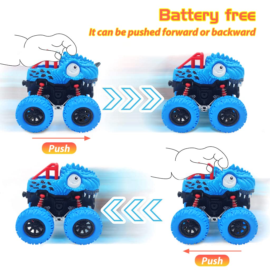 PATPAT® Dinosaur Toys Pull Back Cars for Kids, Monster Truck Car Toys for Kids, Cool Dinosaur Car Toy for 2-5 Year Old Boys & Girls, Truck Toys Vehicle Toys for Boys, Birthday Gift for Kids(Blue)