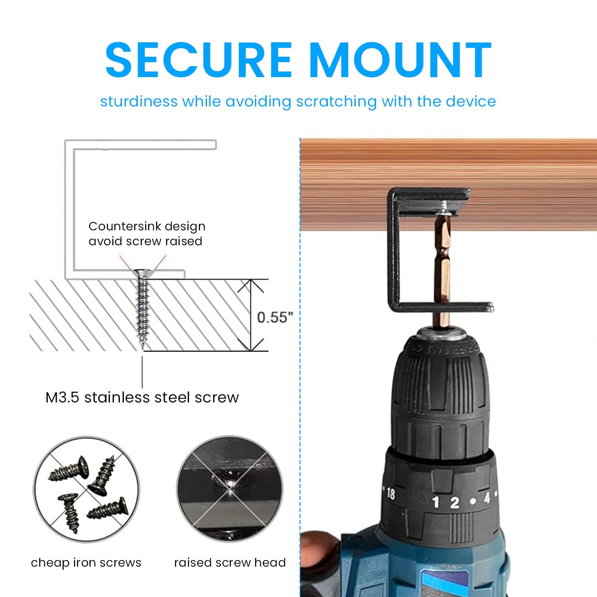 ZORBES Laptop Holder for Under Desk Storage with Screw Mount Metal Rack & Silicone Protection