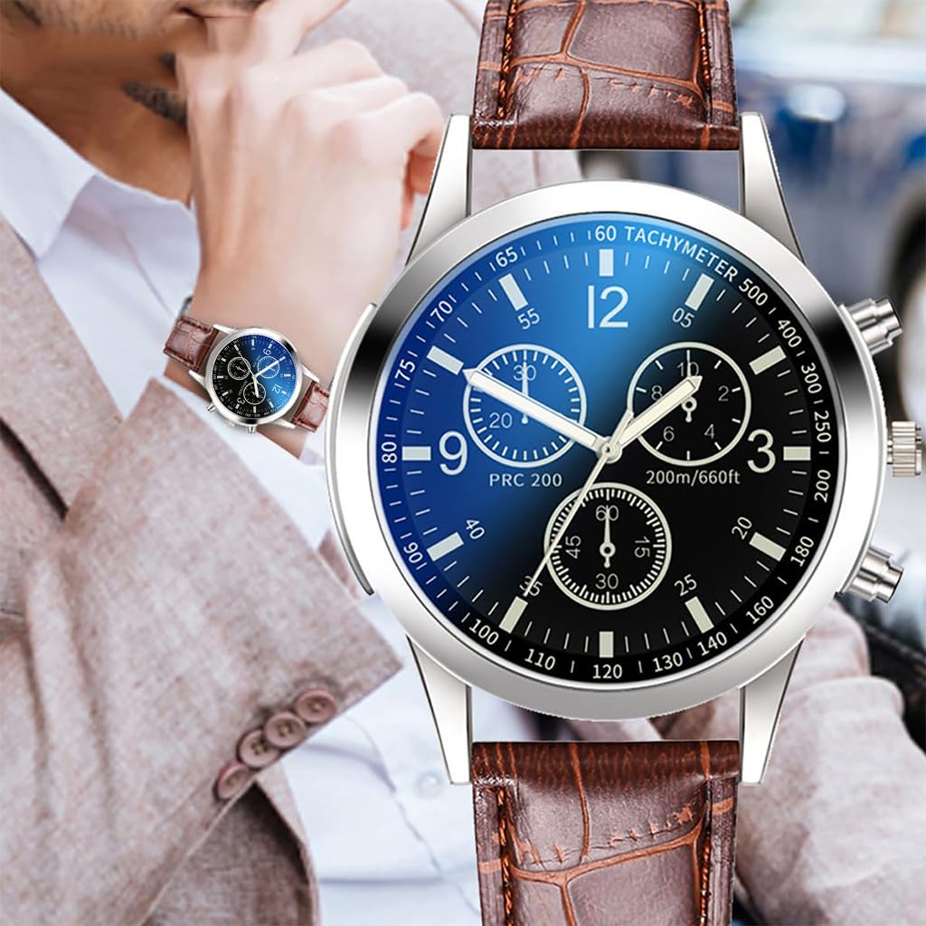 GUSTAVE Wrist Watch Gift Set for Men with Leather Band and Braided PU Bracelet | Elegant Gift Box