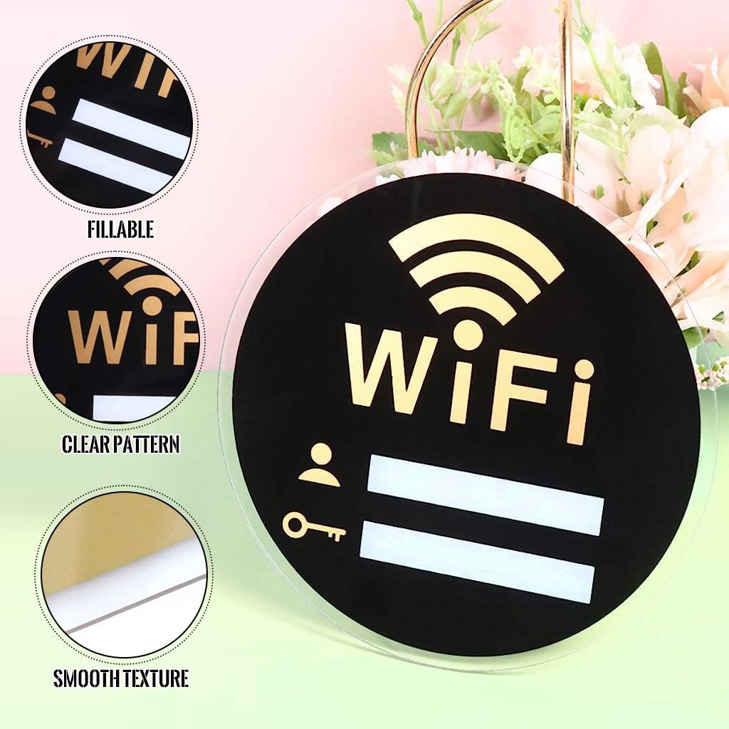 WiFi Password Sign for Cafes and Restaurants with Self Adhesive Acrylic Board | Blank Lines for Network Name and Password