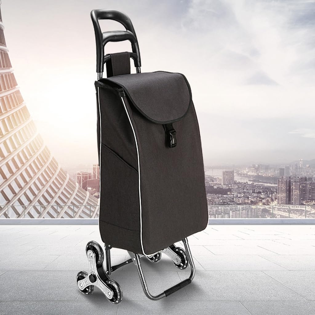 Serplex Shopping Hand Truck for Groceries with 35L Capacity and 3 Wheel Stair Climber | Steel Frame Foldable Trolley