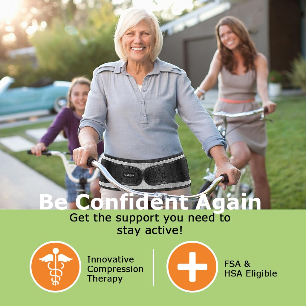 HANNEA Sciatica Pain Relief Belt for Back and Hip Support with 44 in Strap | Breathable Fabric