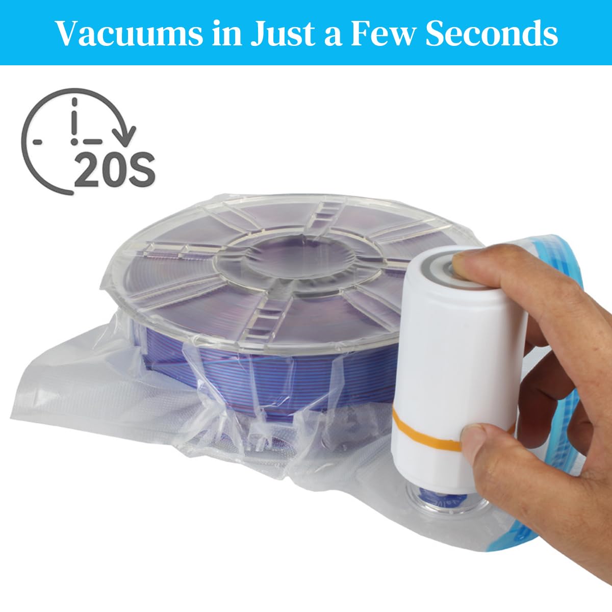 Serplex 3D Printer Filament Vacuum Storage Bags with Electric Air Pump and 10 Bags 300x340mm | Moisture Protection for 1kg Spools