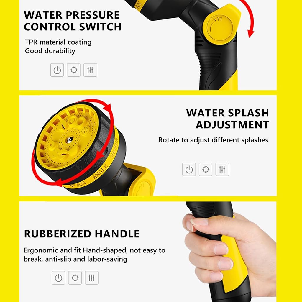 HASTHIP Garden Hose Water Sprayer Kit for Lawn and Car with 15 m Hose & 10 Spray Modes