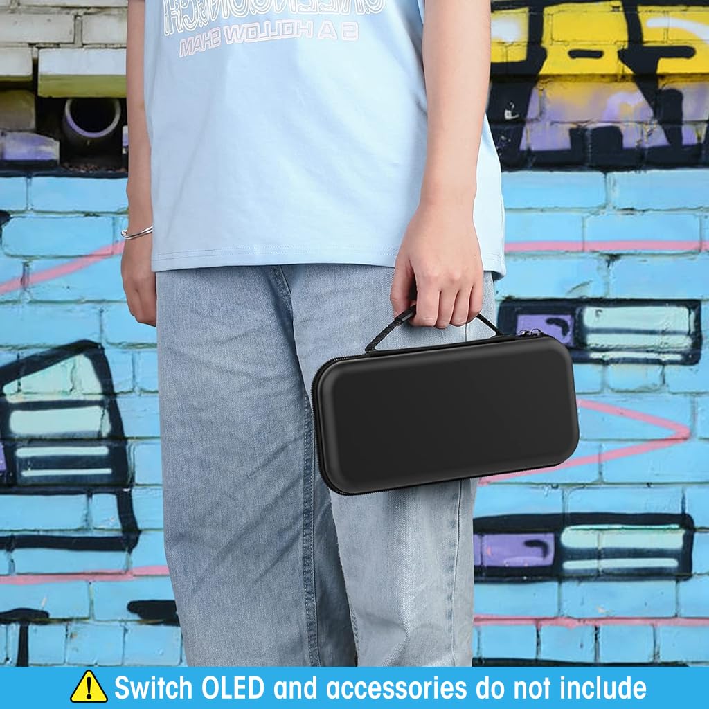 Carrying Case for Switch and Switch OLED featuring 8 Game Slots 6 Button Caps EVA Shell
