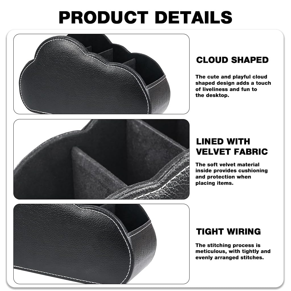 OFIFO Remote Holder for Table with 5 Compartments featuring Reinforced Panels and PU Leather Design | Ideal for Living Room or Office Organization