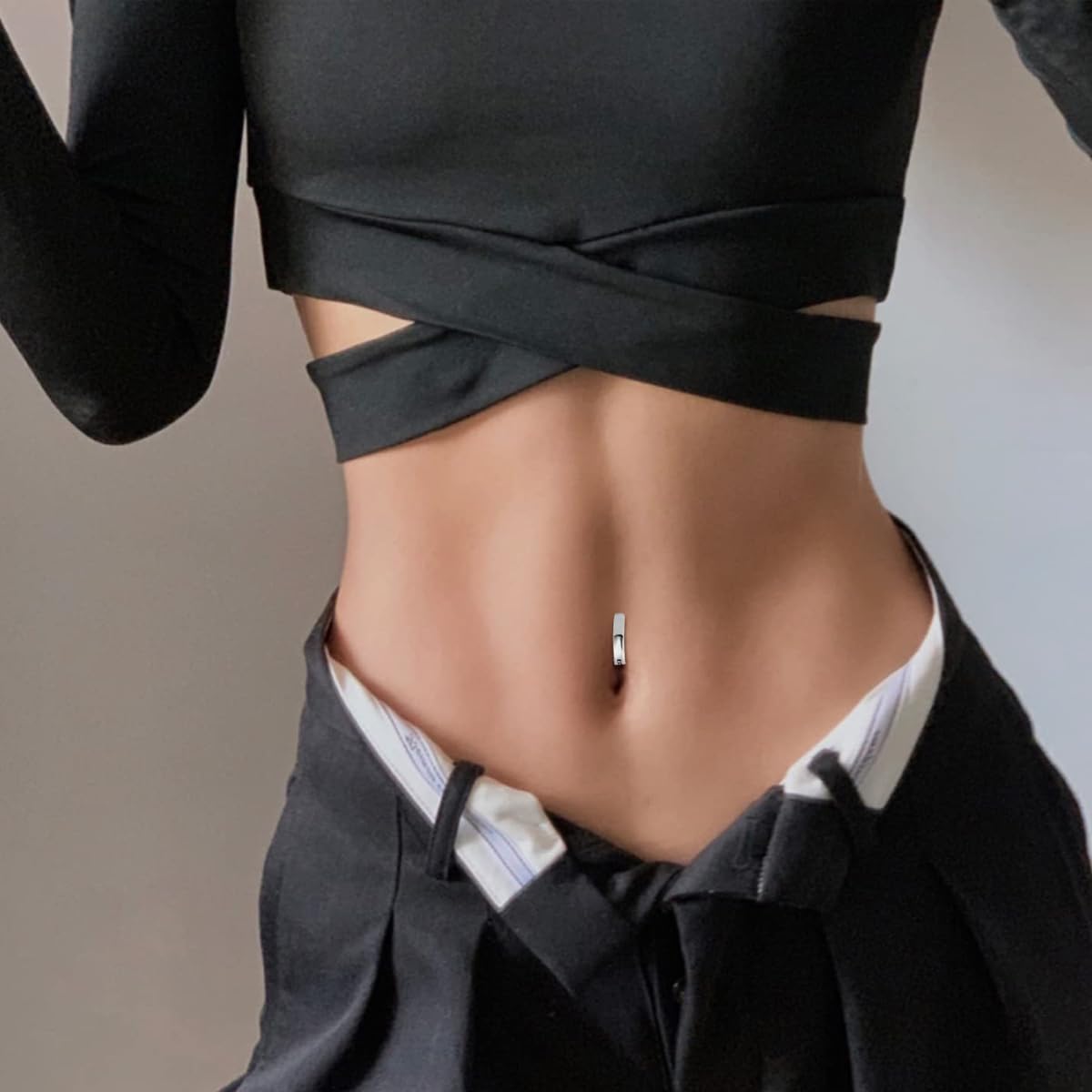 Venzina Belly Button Rings 3 Pack for Women with 14G 10mm Bar Featuring Hinged Closure | 316L Stainless Steel and Cubic Zirconia