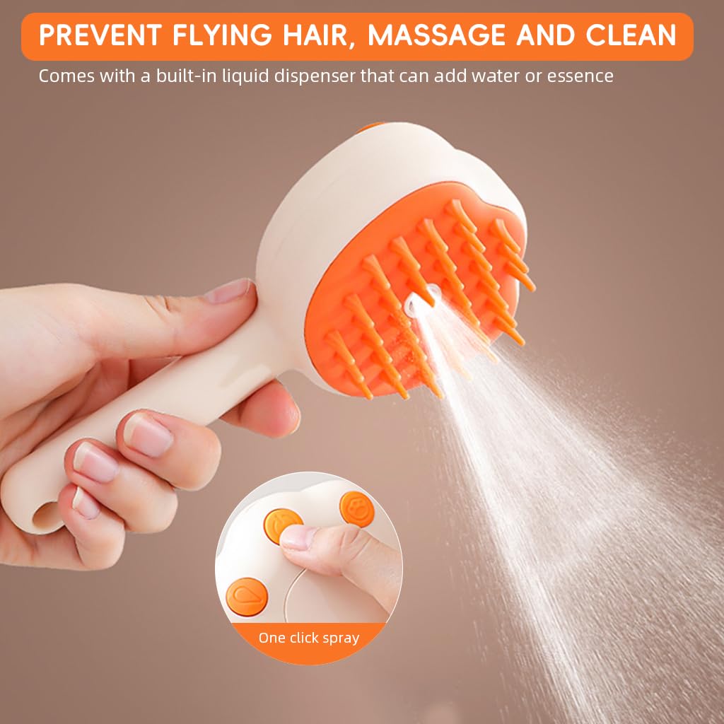 Qpets Dog Hair Brush for Cats and Dogs with 3 in 1 Sprayer and UV Light | Self‑Cleaning