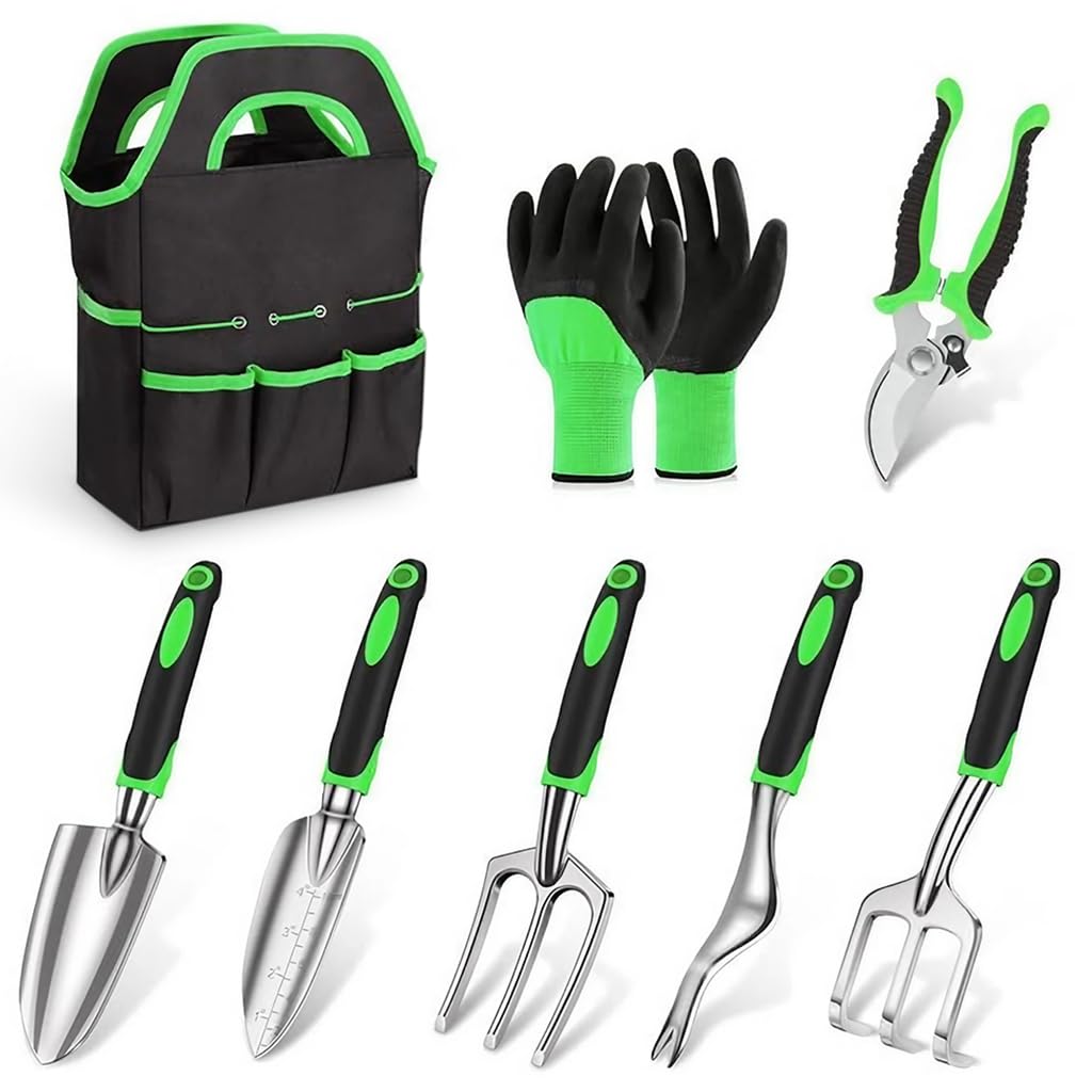 HASTHIP Gardening Tools Set for Home Garden with Tote Bag and 8 Pcs Aluminum Alloy Tools
