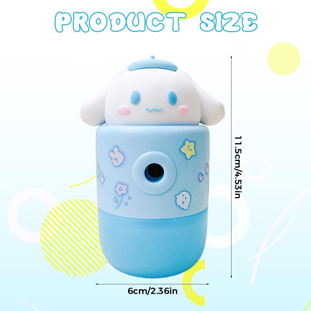 PATPAT Student Pencil Sharpener for 6–8mm Pencils with Crank Handle and Removable Dust Bin | Cute Cinnamoroll Design for Students and Artists