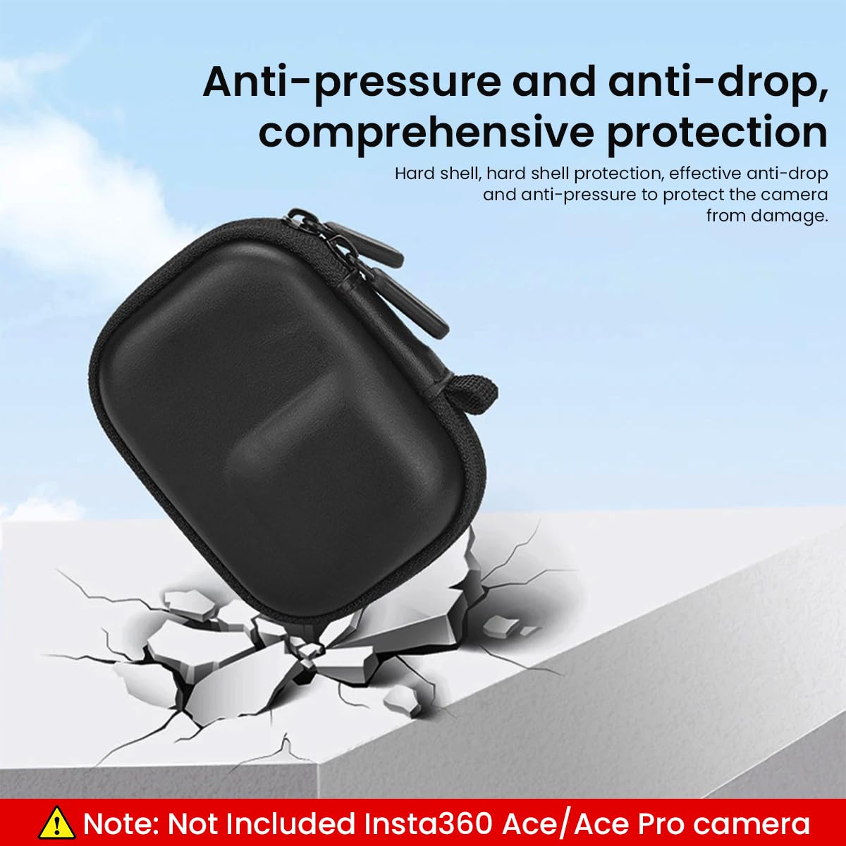 ZORBES Carry Case for Insta360 Ace Pro Action Camera with Dual Zipper EVA Hard Shell | 3PCS Black Set